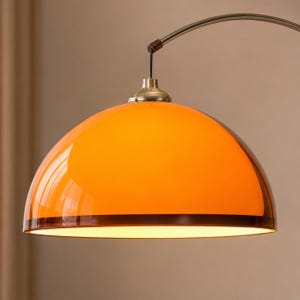 Amber Arc Floor Lamp, Modern Retro Dome Shade, Cosy Reading Light