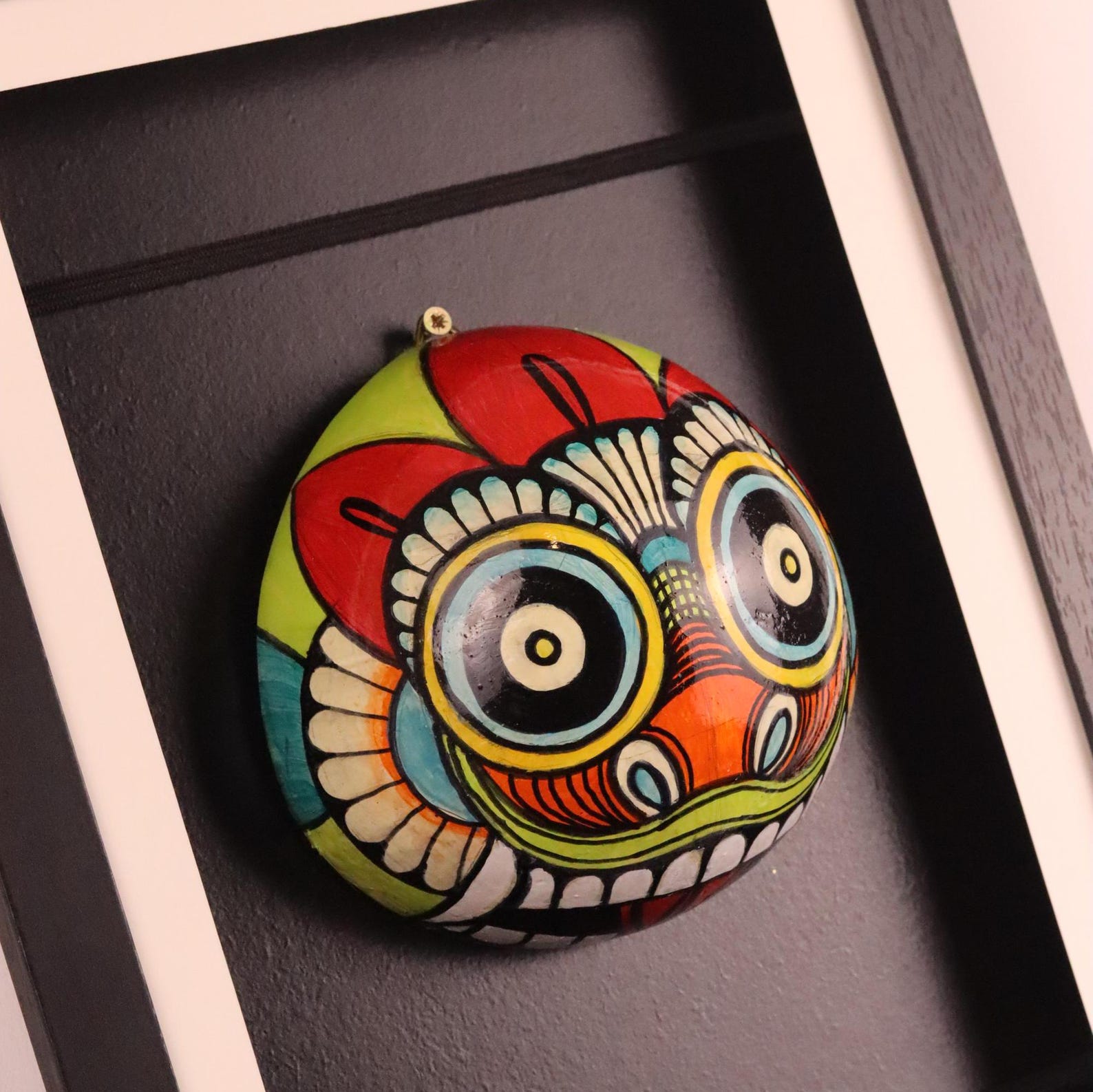 Hand-painted Coconut Shell Wall Art | Unique Framed Home Décor ...