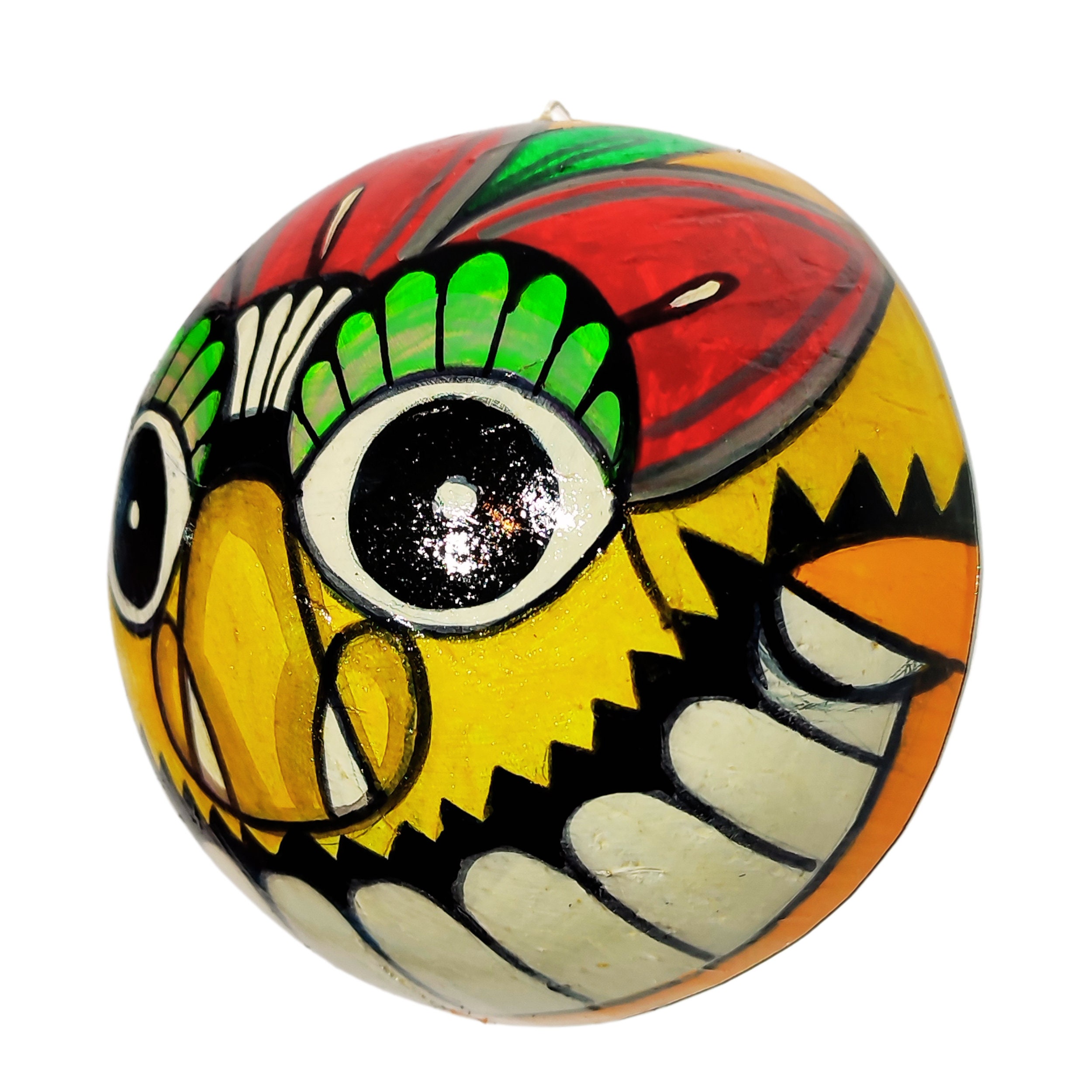 Devil Face Hand Painted Coconut Shell Wall Art Natural Wall Etsy