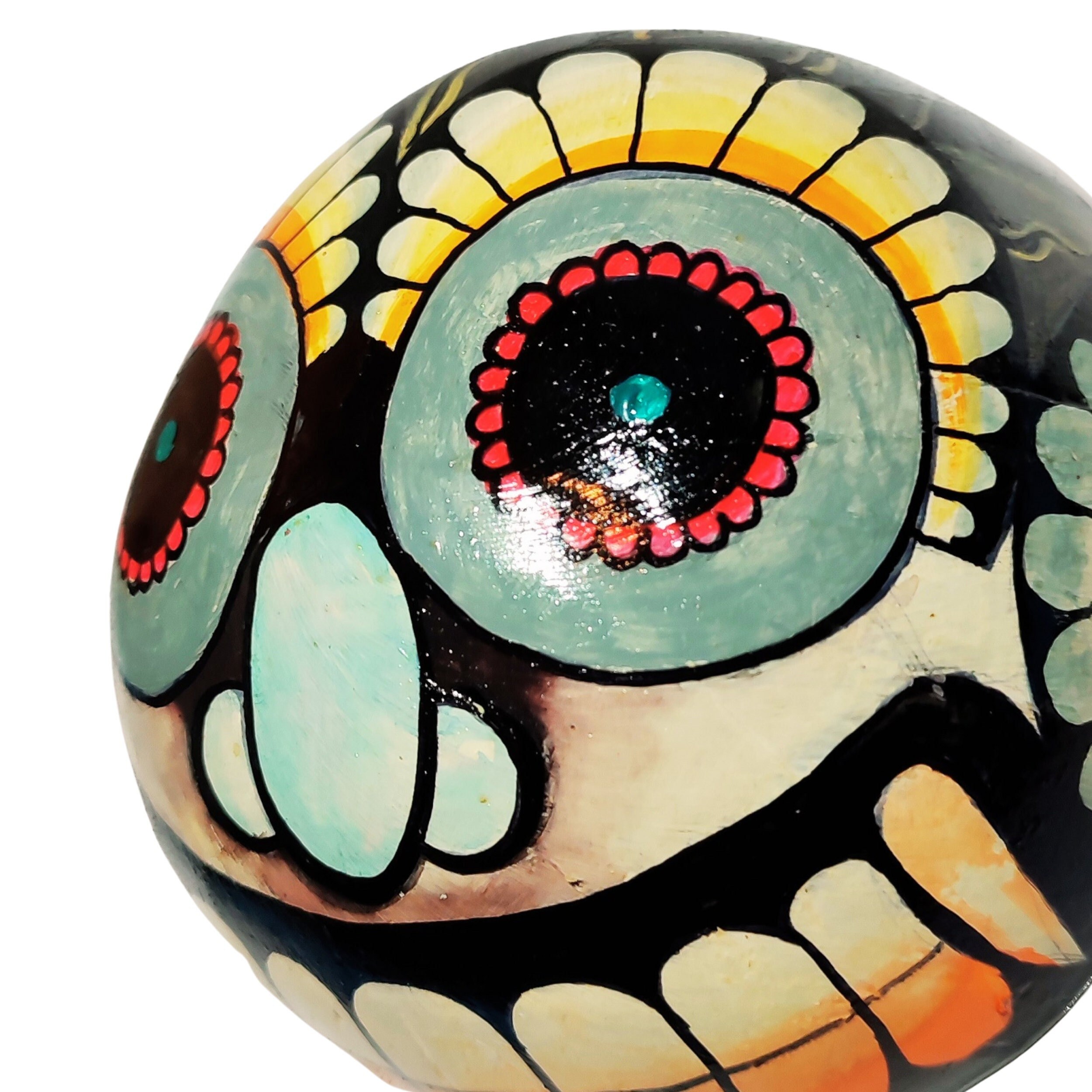 Devil Face Hand Painted Coconut Shell Wall Art Natural Wall Etsy