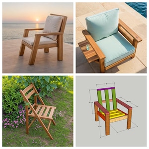 Outdoor Chair Bundle Plans PDF– Plans For Folding Chair, Chair with Table, Essential Chair Plan,Outdoor Chair