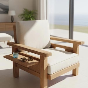 DIY Gartenstuhl mit Tisch Plan PDF, Outdoor/Indoor Stuhlplan, Gartenstuhl, moderner Stuhl Gebäudeplan, DIY Holzbearbeitungsprojekt