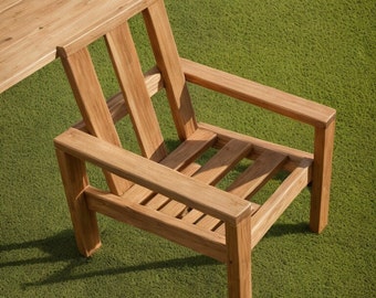 DIY Chair Plans, Wood Furniture PDF Guide, Essential Wood Outdoor Chair Plan, DIY Patio Chair Plan.