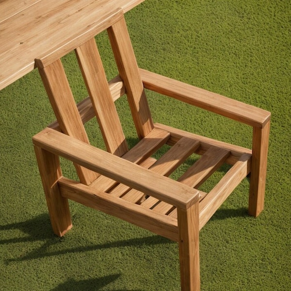 DIY Chair Plans, Wood Furniture PDF Guide, Essential Wood Outdoor Chair Plan, DIY Patio Chair Plan.