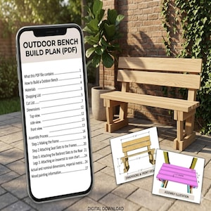 DIY Outdoor Bench Plan PDF ,easy Buildng Bench Project, Rustic Bench ...