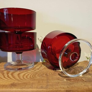 Vintage Französische Champagnergläser Luminarc Ruby Red Cavalier, 6er Set, Vintage 70er Jahre, Dessertgläser, Cocktailgläser