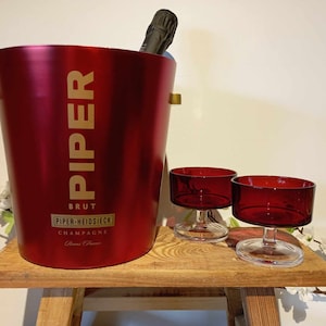 Beautiful French Vintage Piper Heidsieck Champagne bucket in red and gold