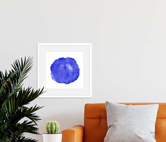 Blue Watercolor Print Printable Art Blue Dot Wall Art - Etsy
