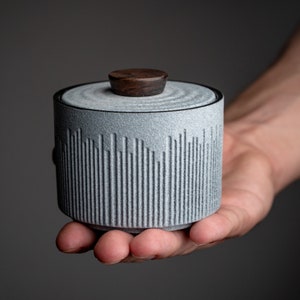 Japanese Tea Container Storage Tea Coffee Food Handmade Ceramic Wood