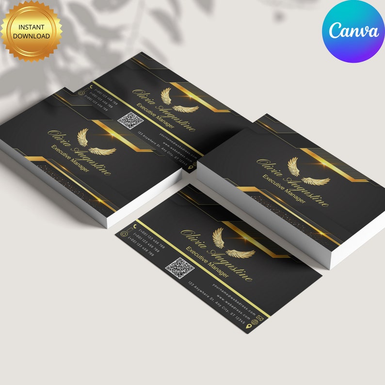 Luxury Business Card Template Canva Business Cards Etsy