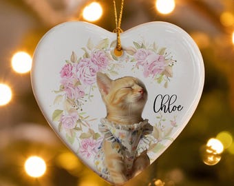 Ornamento personalizzato per animali domestici con foto ad acquerello, ricordo floreale a forma di cane, regalo di Natale personalizzato per amanti dei cani, regalo di ornamenti per gatti