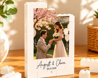 Regalo fotografico personalizzato per anniversario, ricordo romantico, ricordo personalizzato con mattoncini da costruzione, regalo di compleanno per coppia, anniversario di matrimonio