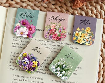 Segnalibro magnetico personalizzato con fiori del mese di nascita, regalo personalizzato per gli amanti dei libri