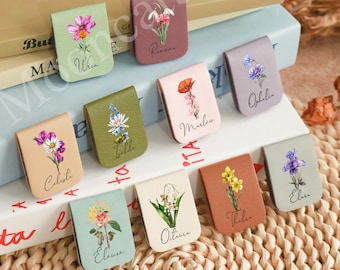 Segnalibro magnetico personalizzato con fiori del mese di nascita, regalo personalizzato per gli amanti dei libri