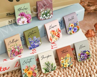 Segnalibro magnetico personalizzato con fiori del mese di nascita, regalo personalizzato per gli amanti dei libri