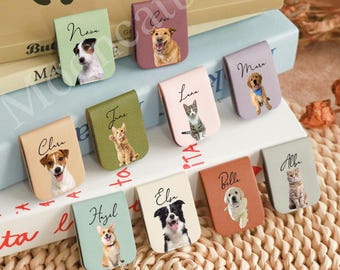 Segnalibro magnetico personalizzato con foto di animali domestici, regalo ricordo per cani e gatti