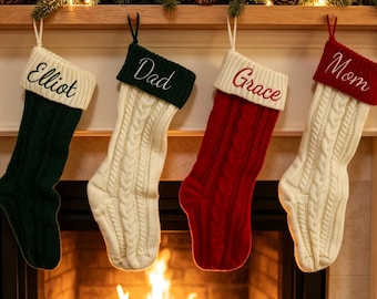 Personalized 2026 Christmas Xmas Embroidered Family Name Stockings, Knit Family Christmas Stockings, Holiday Stockings Gifts, Christmas Gift