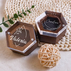 Nombre personalizado Caja de joyería Fecha personalizada Estuche de viaje de madera para mujeres Regalo de dama de honor Propuesta de regalo del Día de la Madre Regalo de cumpleaños PARA ella