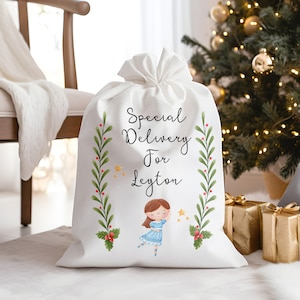 sacco di Babbo Natale personalizzato, fata confetto, sacco di Natale, schiaccianoci di Natale, ragazza, ragazzo, scatola della vigilia di Natale, primo regalo di Natale