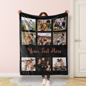 Personalized family Photo Blanket Collage, family Blanket, Picture Blanket With Text, Memorial Blanket, Family commemoration