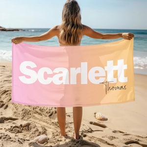 Gepersonaliseerde naam strandlaken, extra groot aangepast monogram zwembadhanddoek, kenmerkende strandlaken voor kinderen, vakantiecadeau, picknickhanddoek