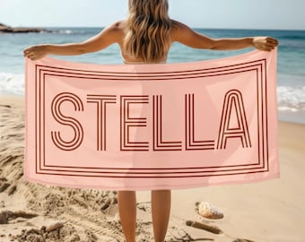 Asciugamani da spiaggia personalizzati con nome, asciugamani da spiaggia personalizzati, asciugamano con monogramma, asciugamano damigella d'onore, viaggio tra ragazze 2026, asciugamano da piscina per bambini, asciugamano con nome retrò