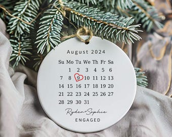 Regalo per il giorno del fidanzamento, ornamenti per calendario personalizzati, regalo di fidanzamento, ricordo a forma di cuore in ceramica, regalo per coppia di fidanzati, regalo di decorazione in ceramica