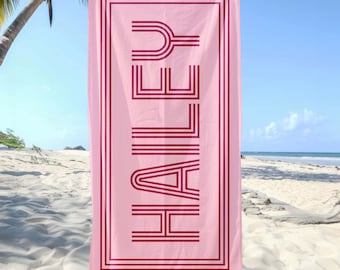 Asciugamani da spiaggia personalizzati con nome, asciugamani da spiaggia personalizzati, asciugamano con monogramma, asciugamano damigella d'onore, viaggio tra ragazze 2026, asciugamano da piscina per bambini, asciugamano con nome retrò