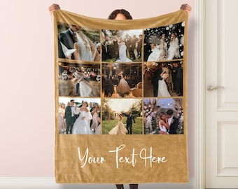 Personalized Photo Blanket Collage, Picture Blanket With Text, Family Blanket, Memorial Blanket, Best Friend Gift, Anniversary Gift