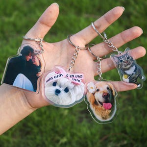 Personalized Pet Photo Keychain, Cat Keychain, Dog Keychain Pet Loss Gift, Dog Mom Gift, Pet Memorial Gift, Small gift Christmas present