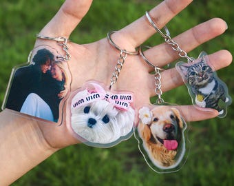 Personalized Pet Photo Keychain, Cat Keychain, Dog Keychain Pet Loss Gift, Dog Mom Gift, Pet Memorial Gift, Small gift Christmas present