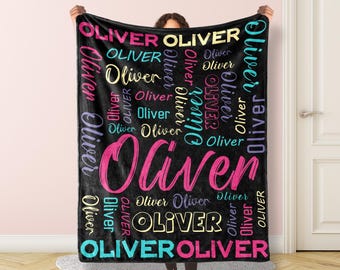 Personalized Name Blanket for Baby/Kids/Youth/Adult,Birthday Gift,Baby Blanket Single Sided Printing ,Christmas Gift