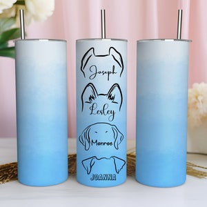 Vaso personalizado con nombre de oreja de perro de 20 oz, regalo de mamá de perro para ella, regalos de Navidad personalizados para amantes de los perros, taza de papá de perro, taza de viaje, regalos para nuevos dueños de perros