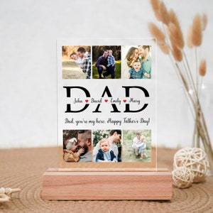 Personalized Photo Night Light, photo plaque Customized Night Light For Dad, Father&#39;s Day gift, Birthday Gift, Bedroom Decoration