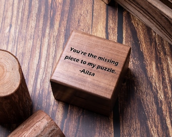 Custom Wooden Wedding Ceremony Ring Box,Personalized Engraved Engagement Ring Box,Square Ring Bearer,Anniversary,Proposal Ring Box Holder