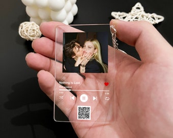 Llavero con canción personalizada, código QR, álbum, llavero con foto personalizado para San Valentín, novio o novia, llavero de la amistad