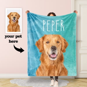 Personalized pet photo Blanket, pet Blanket, Picture Blanket With name, Memorial Blanket, dog photo blanket cat gift