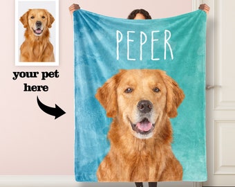 Personalized pet photo Blanket, pet Blanket, Picture Blanket With name, Memorial Blanket, dog photo blanket cat gift