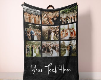 Picture Blanket With Text, Personalized Photo Blanket Collage, Family Blanket, Memorial Blanket, Best Friend Gift, Anniversary Gift