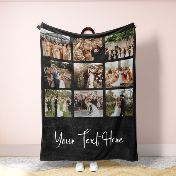 Picture Blanket With Text, Personalized Photo Blanket Collage, Family Blanket, Memorial Blanket, Best Friend Gift, Anniversary Gift