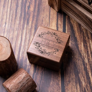 Custom Wooden Wedding Ceremony Ring Box,Personalized Engraved Engagement Ring Box,Square Ring Bearer,Anniversary,Proposal Ring Box Holder