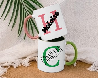Customed Initial Name Mug  Personalized Coffee Mug  Custom Gift Birthday Gift For Her  Handmade Mug Ceramic Mug  Personalized Name