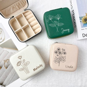 Reise Schmuckschatulle, Benutzerdefinierte Schmuckschatulle, Geburtstagsgeschenk für sie, Brautjungfer, Hochzeit, Braut, minimalistisches Geschenk, Reise Schmuckschatulle