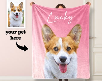 Personalized pet photo Blanket, pet Blanket, pet Picture Blanket With name, Memorial Blanket, dog photo blanket cat gift
