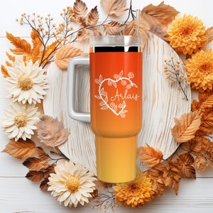 40oz Tumbler Cup with Handle,Customized Name 40oz Cup, Insulated Tumbler,  Large Travel Coffee Mug,  Insulated Stainless Steel Water Bottle