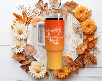 40 Unzen Becher Tasse mit Griff, kundenspezifischer Name 40 Unzen Tasse, isolierter Becher, große Reise-Kaffee-Tasse, isolierte Edelstahl-Wasserflasche