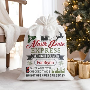 Personalized Santa Sack,Christmas Sack Bags,Holiday Gift Sack,Toy Sack,Candy Santa Bag,Custom Large Christmas Gift Bags, Christmas Decor