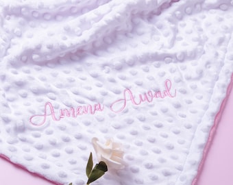 Embroidered Personalized baby blanket  Waffle baby blanket with name Stroller blanket Organic baby muslin blanket,Birthday gift