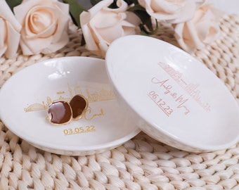 Personalized Engagement Gift  Initial Date Ring Dish  Bridesmaid Proposal Gift  Anniversary Gift   Jewelry Dish  Date Wedding Gift