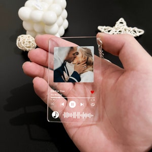Personalised Song Keychain Album Keyring Music Boyfriend Girlfriend Valentines Custom Photo Keychain, Friendship Keychain